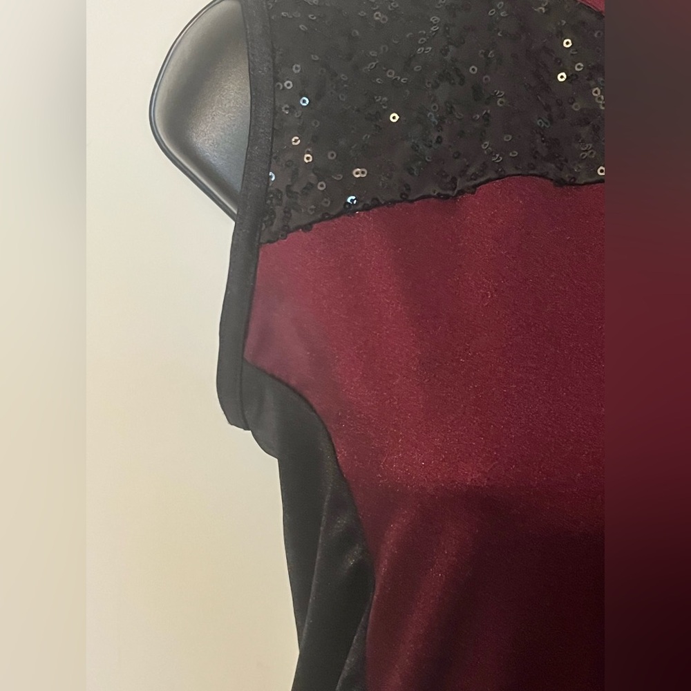 Weissman Womens Dance Costume Jogger Jumpsuit 2 Piece Pray for me Sz LA Maroon - Picture 5 of 13